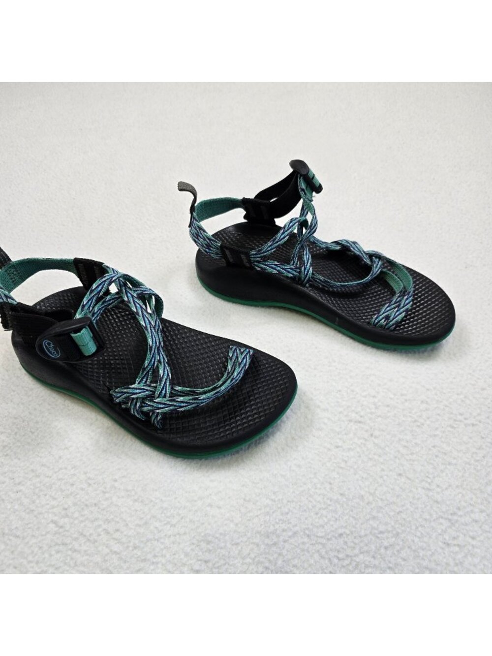 Chaco Youth Size 2 Sandals Black/Green Strappy Shoes